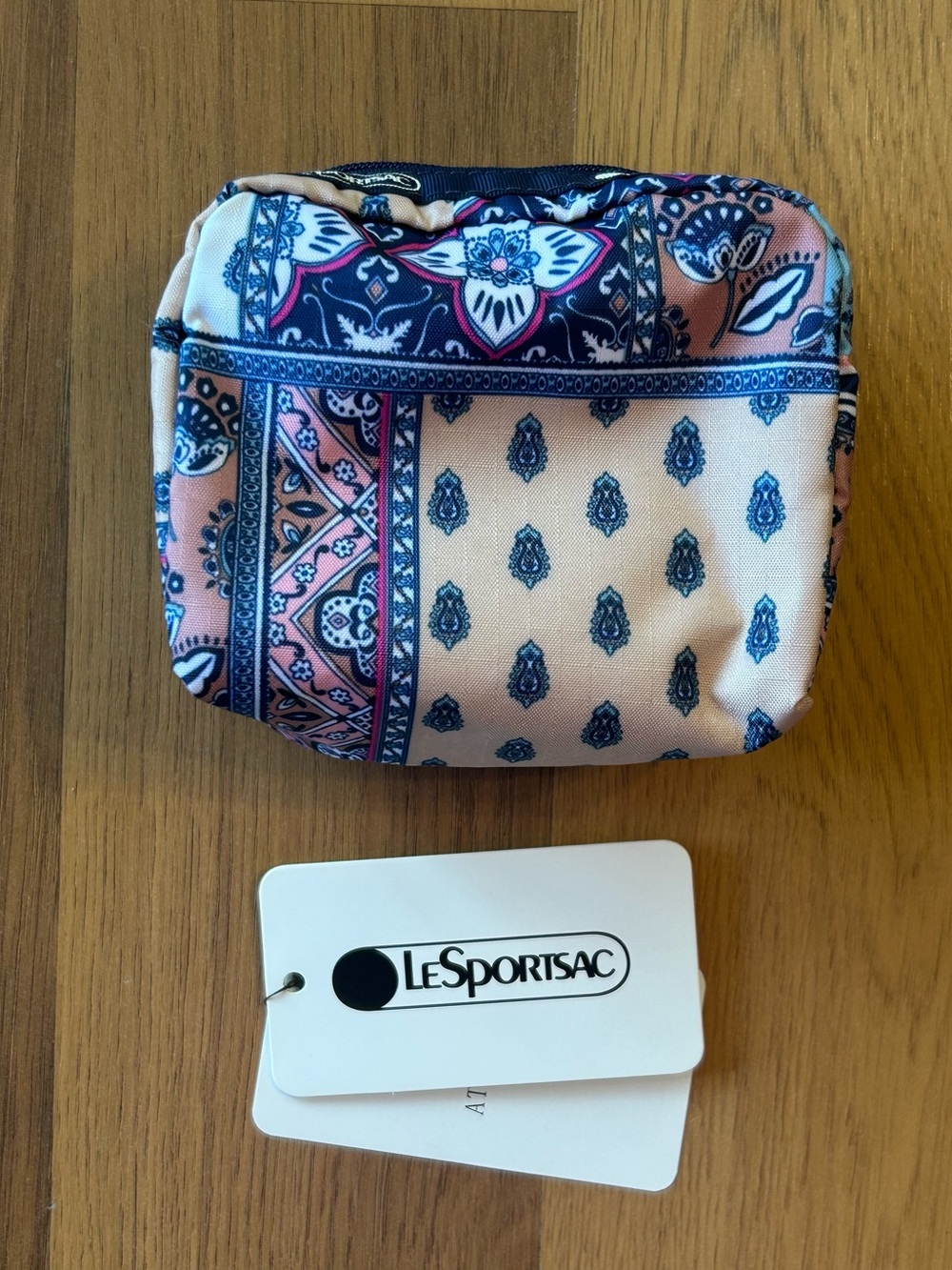 RARE Lesportsac Japan 2021 Square Cosmetic zippered bag pouch Azure Bliss NWT